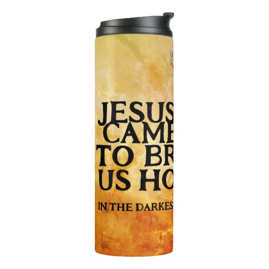 Jezus kwam om ons hoop te geven thermosbeker (Gedraaid links)