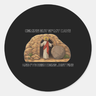 Jezus kwam uit mijn grot en ik deed precies hetzel ronde sticker