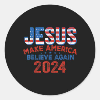 Jezus laat Amerika opnieuw geloven op 4 juli Ronde Sticker