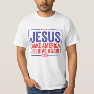 Jezus laat Amerika weer geloven T-shirt