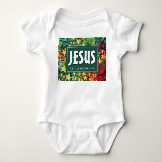 Jezus Laat Ons Hem Aanbidden Kerstmis Romper (Voorkant)