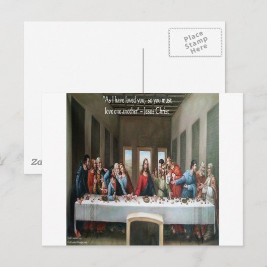Jezus @ laatste Supper "liefde voor een ander" cit Briefkaart (Voorkant / Achterkant)