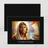 Jezus lachend in een hemels bos briefkaart (Voorkant / Achterkant)