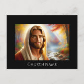 Jezus lachend in een hemels bos briefkaart (Voorkant)