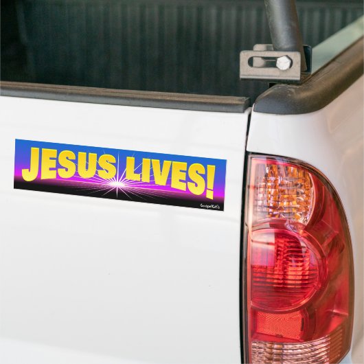 Jezus leeft! bumpersticker (Op Truck)