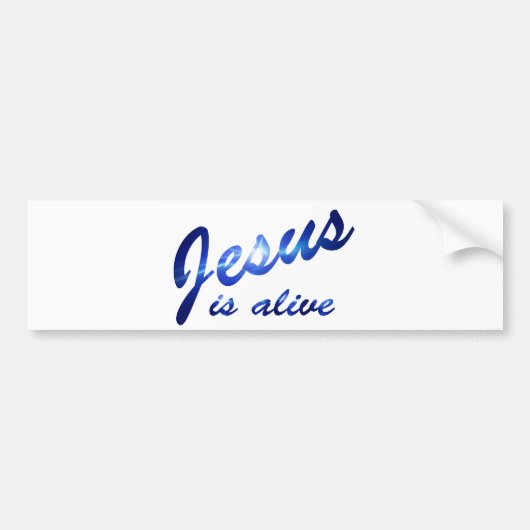 Jezus leeft in Bleu électrique Bumpersticker (Voorkant)