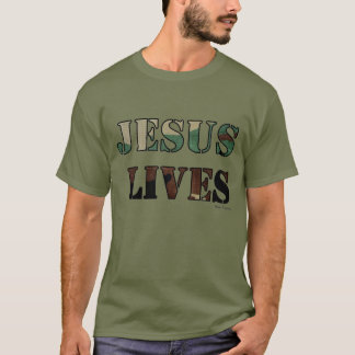 Jezus leeft - Leger/Vermoeidheid Groen T-shirt