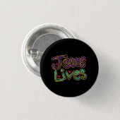 Jezus Leeft Met Rode Harten  Ronde Button 3,2 Cm (Voorkant /achterkant)