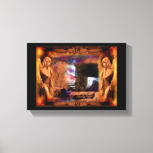 Jezus Leeg Graf Met Engelen Canvas Muur Kunst (Voorkant)