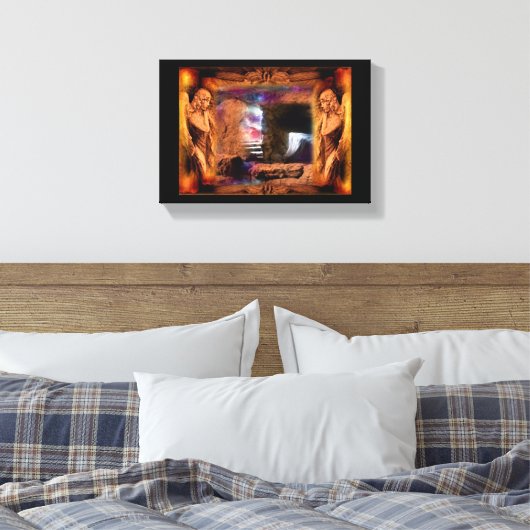 Jezus Leeg Graf Met Engelen Canvas Muur Kunst (Insitu (Slaapkamer))