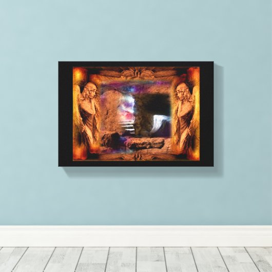 Jezus Leeg Graf Met Engelen Canvas Muur Kunst (Insitu (Houten vloer))