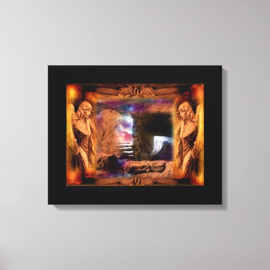 Jezus Leeg Graf Met Engelen Canvas Muur Kunst Afdruk (Voorkant)