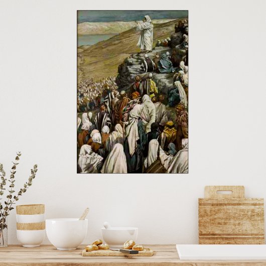 Jezus leert de Zalm op de berg Poster (Keuken)