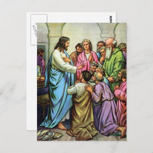 Jezus leert een nieuw geboden briefkaart (Voorkant / Achterkant)