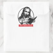 Jezus leest verboden boeken ronde sticker (Tas)