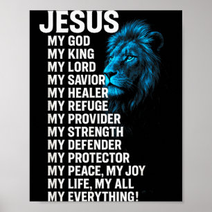 Jezus - Leeuw Christelijke Koning Heer Heiland Gel Poster