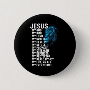 Jezus - Leeuw Christelijke Koning Heer Heiland Gel Ronde Button 5,7 Cm