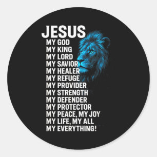 Jezus - Leeuw Christelijke Koning Heer Heiland Gel Ronde Sticker
