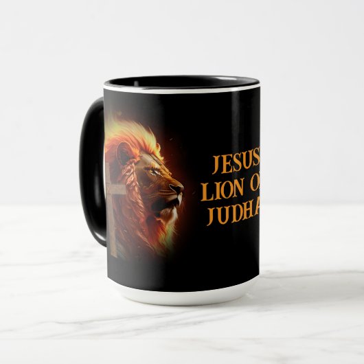 Jezus Leeuw Van Juda Aanpasbare Tekst & Afbeelding Mok (Voorkant links)