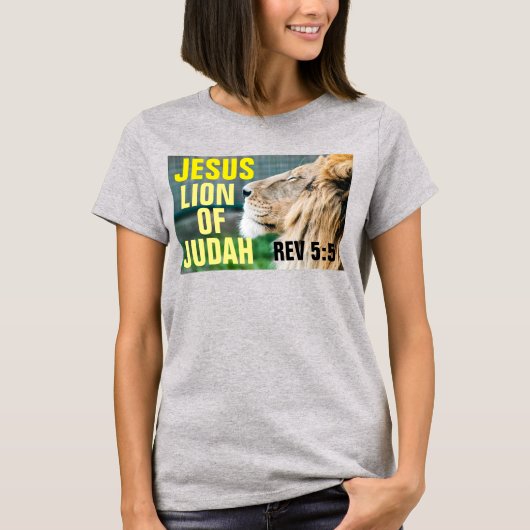 Jezus, Leeuw van Juda Christelijke T-shirts (Voorkant)
