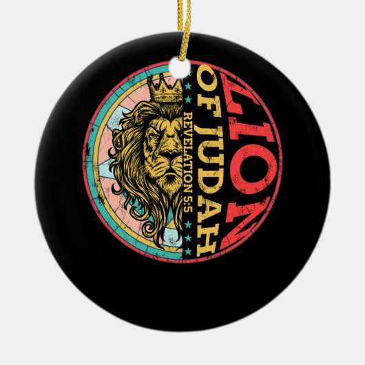  Jezus Leeuw van Juda Openbaring 55 Christia Keramisch Ornament (Voorkant)