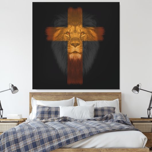 Jezus Leeuw van Juda Verpakt Canvas (Insitu (Slaapkamer))