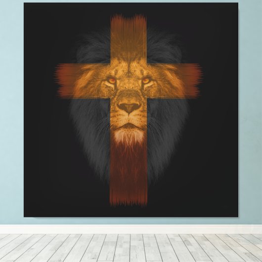 Jezus Leeuw van Juda Verpakt Canvas (Insitu (Houten vloer))