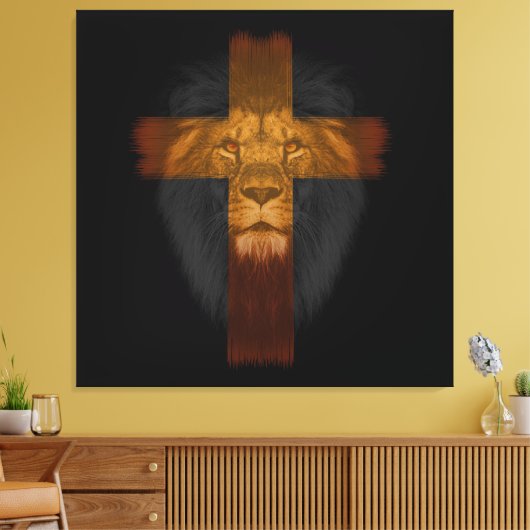 Jezus Leeuw van Juda Verpakt Canvas (Insitu (Woonkamer))