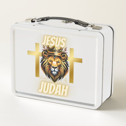 Jezus Leeuw van Juda - Witte lunchbox (Achterkant)