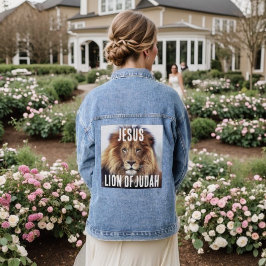 JEZUS LEEUW VAN JUDAH Denim jean jas Jacket (Huwelijk Achterkant)