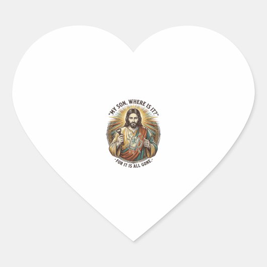 Jezus Lege Gebroken Bierpul Bartender Drinken Humo Hart Sticker (Voorkant)