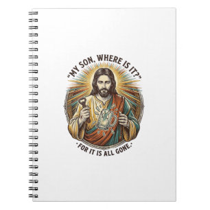 Jezus Lege Gebroken Bierpul Bartender Drinken Humo Notitieboek