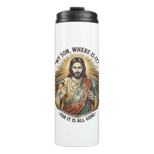 Jezus Lege Gebroken Bierpul Bartender Drinken Humo Thermosbeker