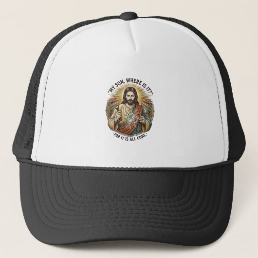 Jezus Lege Gebroken Bierpul Bartender Drinken Humo Trucker Pet (Voorkant)
