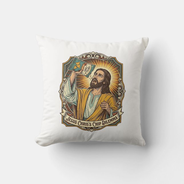 Jezus Lege Tortilla Chip Zak Dronken Vreetbui Fees Kussen (Voorkant)