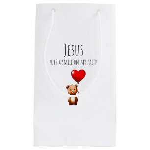 Jezus legt een glimlach op mijn geschenktas klein cadeauzakje