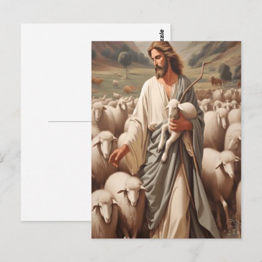 Jezus leidt zijn trouwe kudde briefkaart (Voorkant / Achterkant)