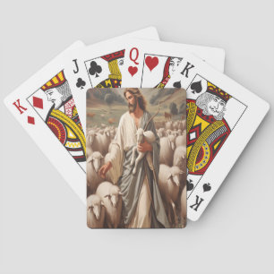 Jezus leidt zijn trouwe kudde pokerkaarten
