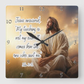 Jezus: Leren, Zender, Goddelijke Oorsprong Vierkante Klok (Voorkant)