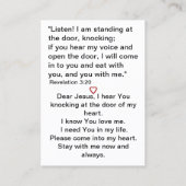 Jezus licht van de wereld gebedskaart visitekaartje (Achterkant)