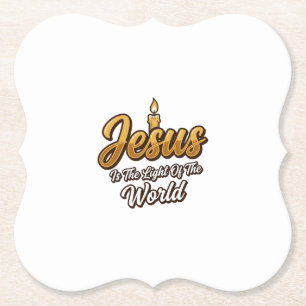 Jezus Licht van de Wereld Kaars Christelijke Vect Kartonnen Onderzetters