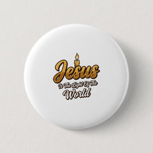 Jezus Licht van de Wereld Kaars Christelijke Vect Ronde Button 5,7 Cm