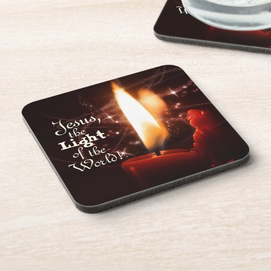 Jezus Licht van de wereld, kerstkaars Bier Onderzetter (Linkerzijde)