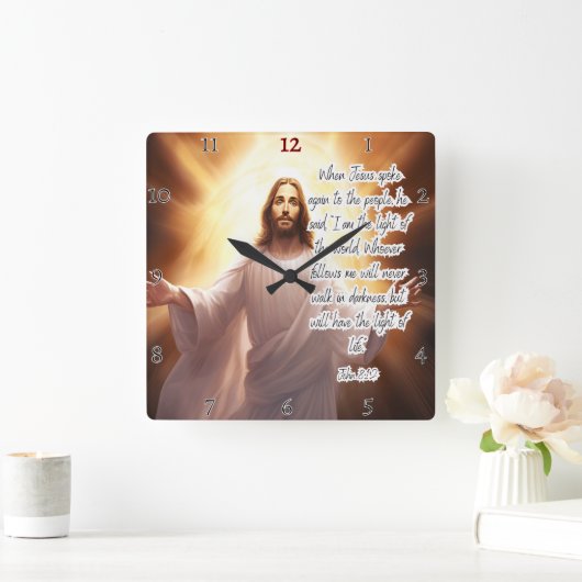 Jezus: Licht, wereld, eeuwig leven Vierkante Klok (Huis)