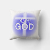 Jezus Liefde God Kruis Blauwe Hart Kussen (Achterkant)