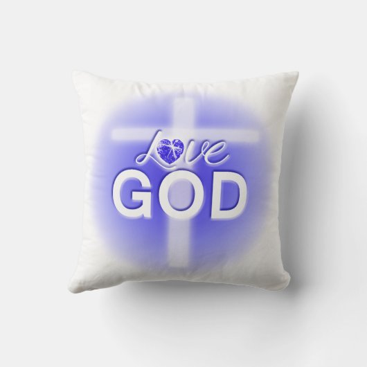 Jezus Liefde God Kruis Blauwe Hart Kussen (Achterkant)