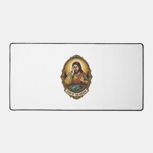 Jezus liet het telefoonscherm op de dansvloer van bureaumat (Voorkant)