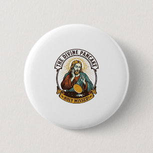 Jezus liet perfect pannkoek omdraaien mislukt ronde button 5,7 cm