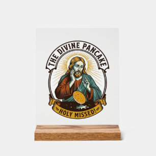 Jezus liet perfecte pannenkoek vallen bij het omdr acryl bord