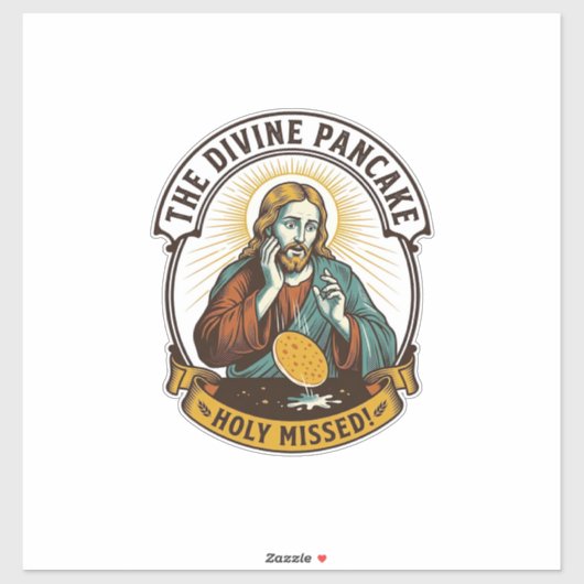 Jezus liet perfecte pannenkoek vallen bij het omdr sticker (Vel)